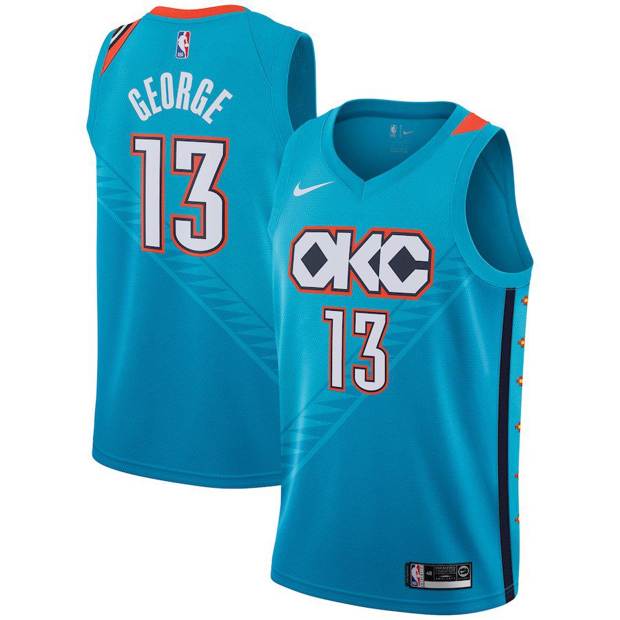 Men Oklahoma City Thunder 13 George Blue City Edition Game Nike NBA Jerseys